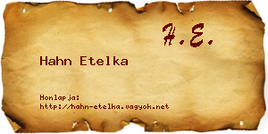 Hahn Etelka névjegykártya